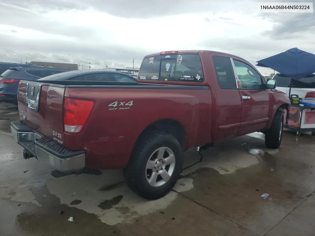 2004 Nissan Titan Xe VIN: 1N6AA06B44N503224 Lot: 48889734