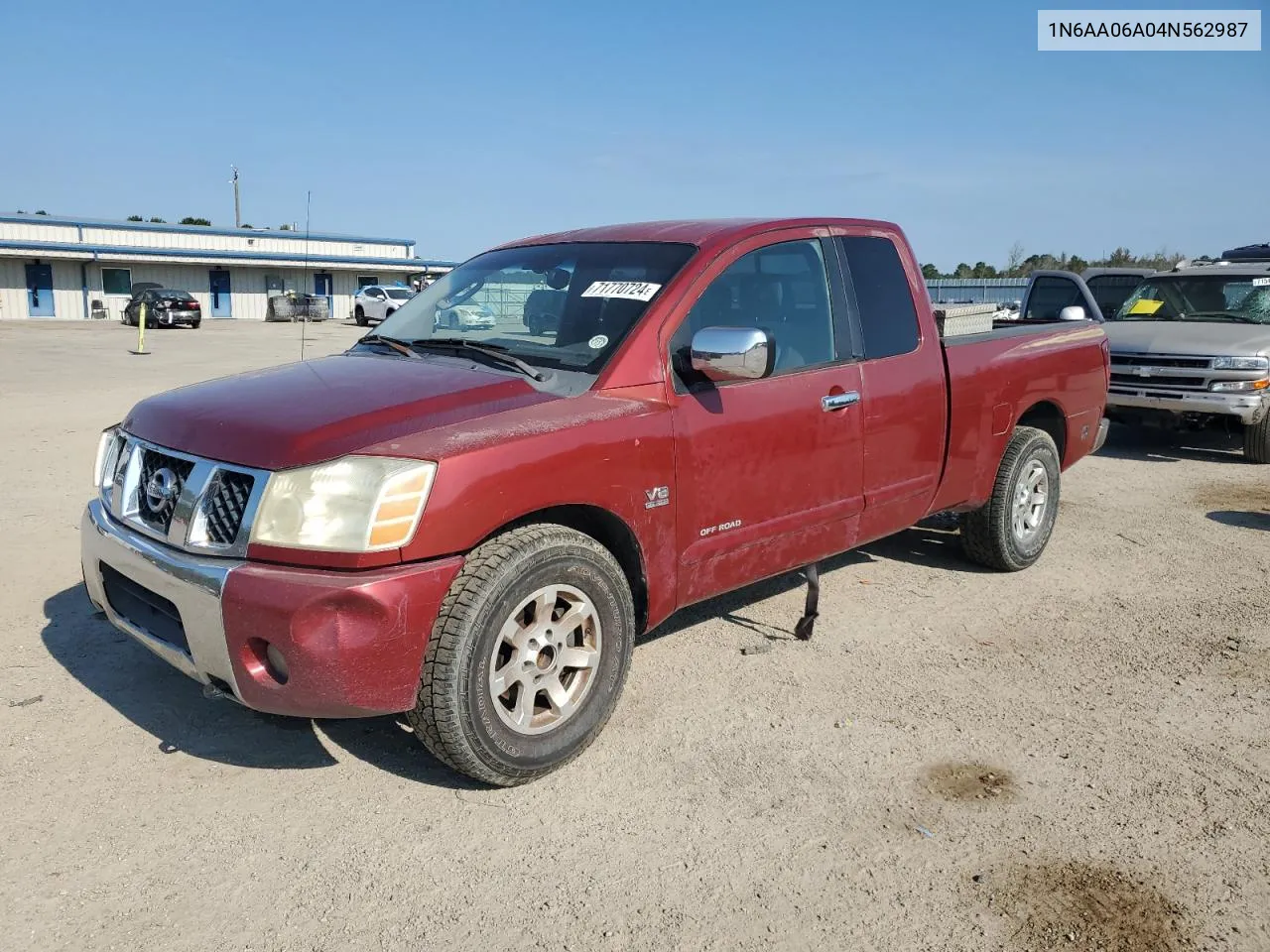 2004 Nissan Titan Xe VIN: 1N6AA06A04N562987 Lot: 71770724