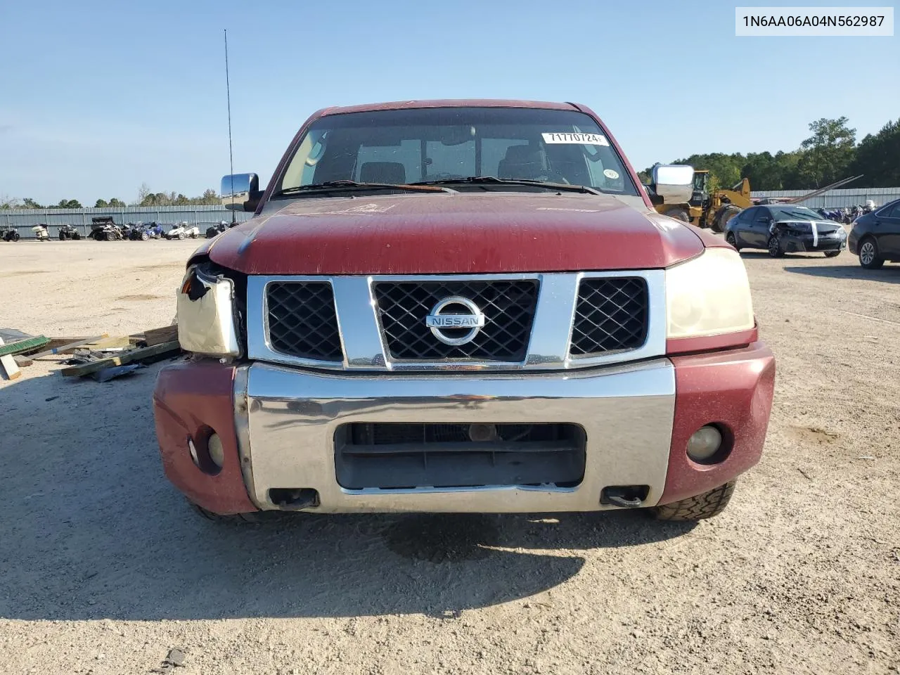 2004 Nissan Titan Xe VIN: 1N6AA06A04N562987 Lot: 71770724