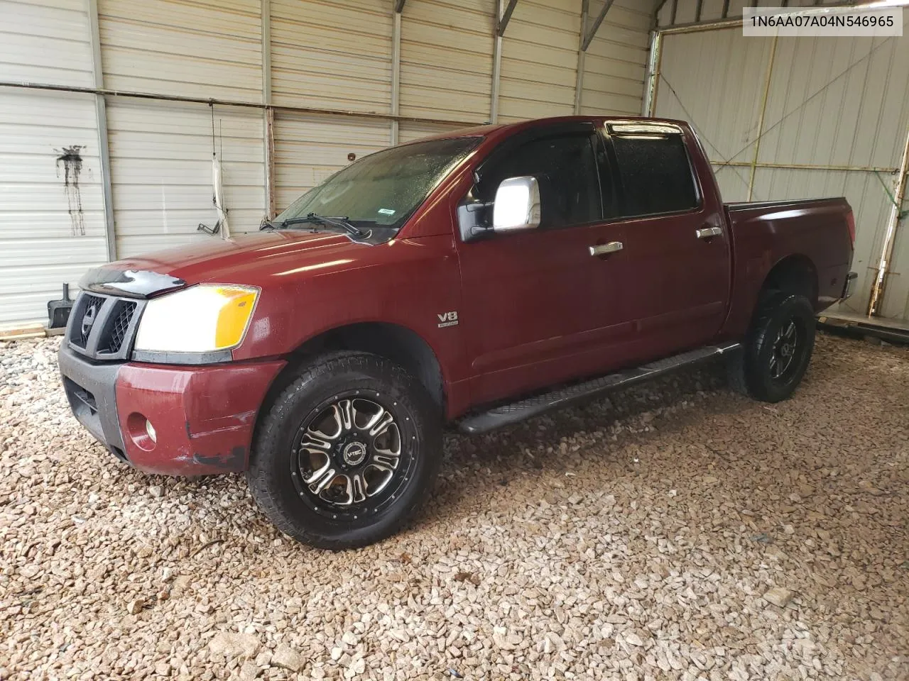 2004 Nissan Titan Xe VIN: 1N6AA07A04N546965 Lot: 73218474