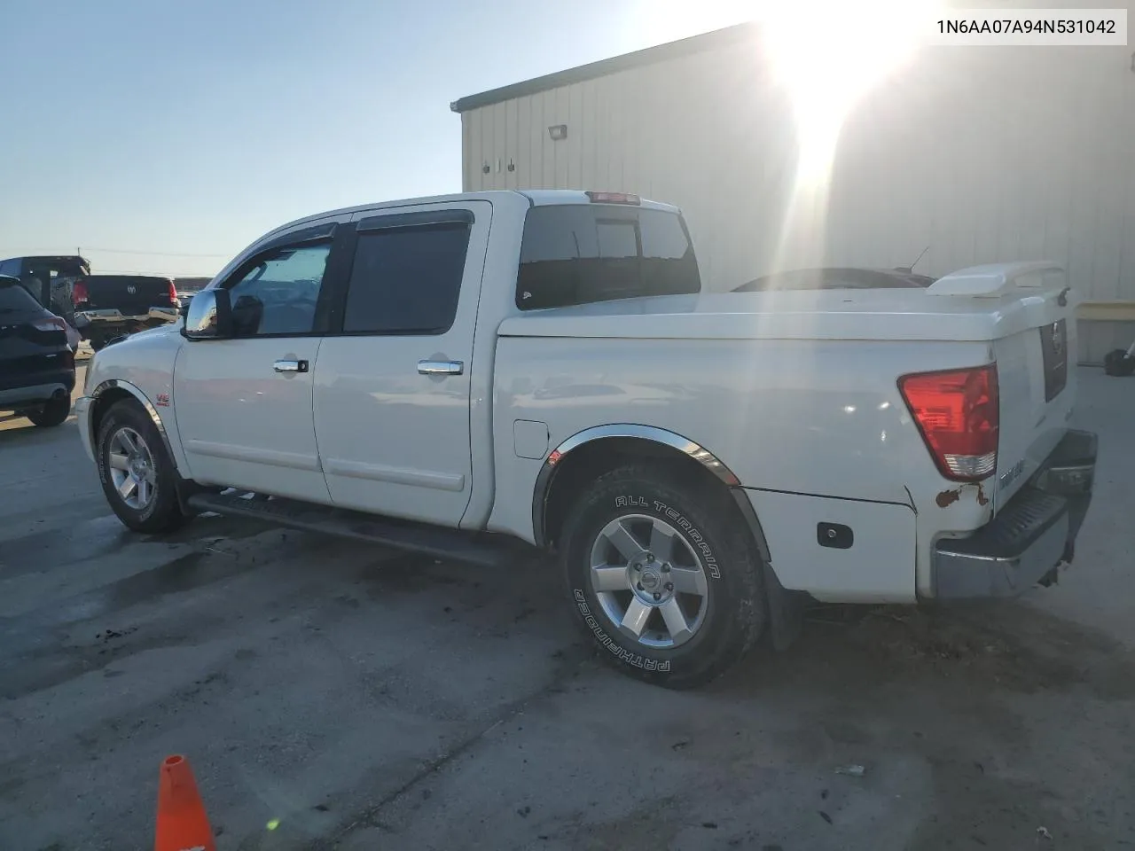 2004 Nissan Titan Xe VIN: 1N6AA07A94N531042 Lot: 73571884