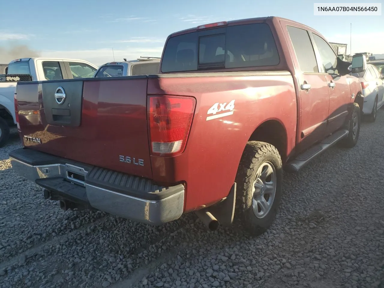 2004 Nissan Titan Xe VIN: 1N6AA07B04N566450 Lot: 76008684