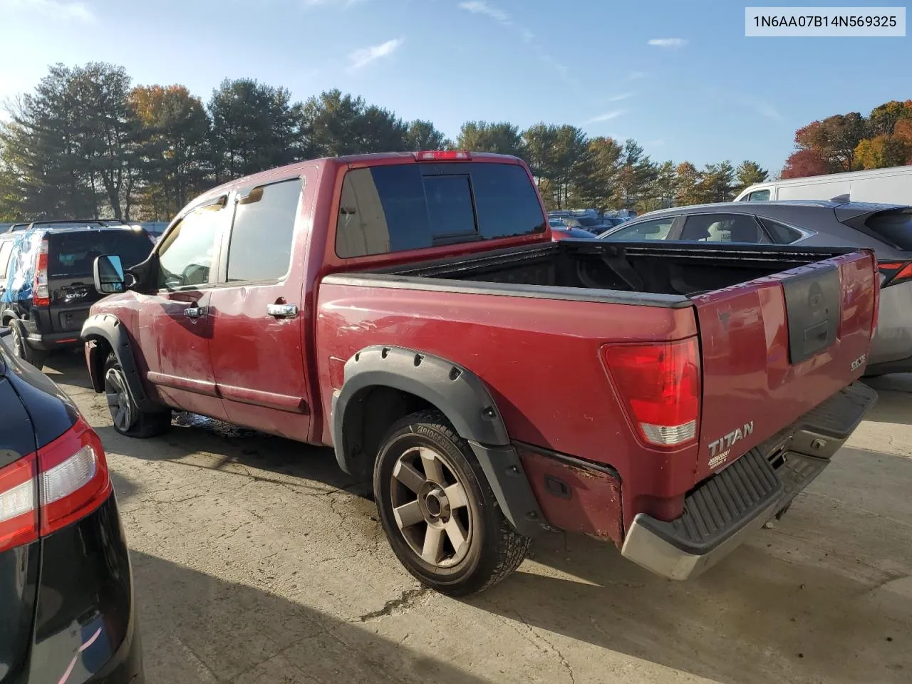 2004 Nissan Titan Xe VIN: 1N6AA07B14N569325 Lot: 76755904