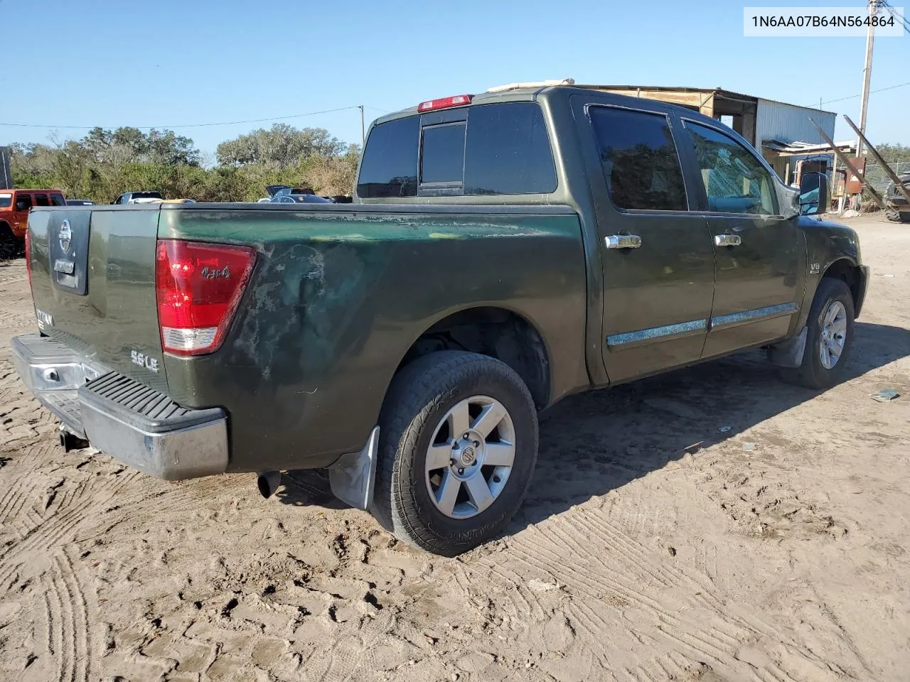 2004 Nissan Titan Xe VIN: 1N6AA07B64N564864 Lot: 78206654