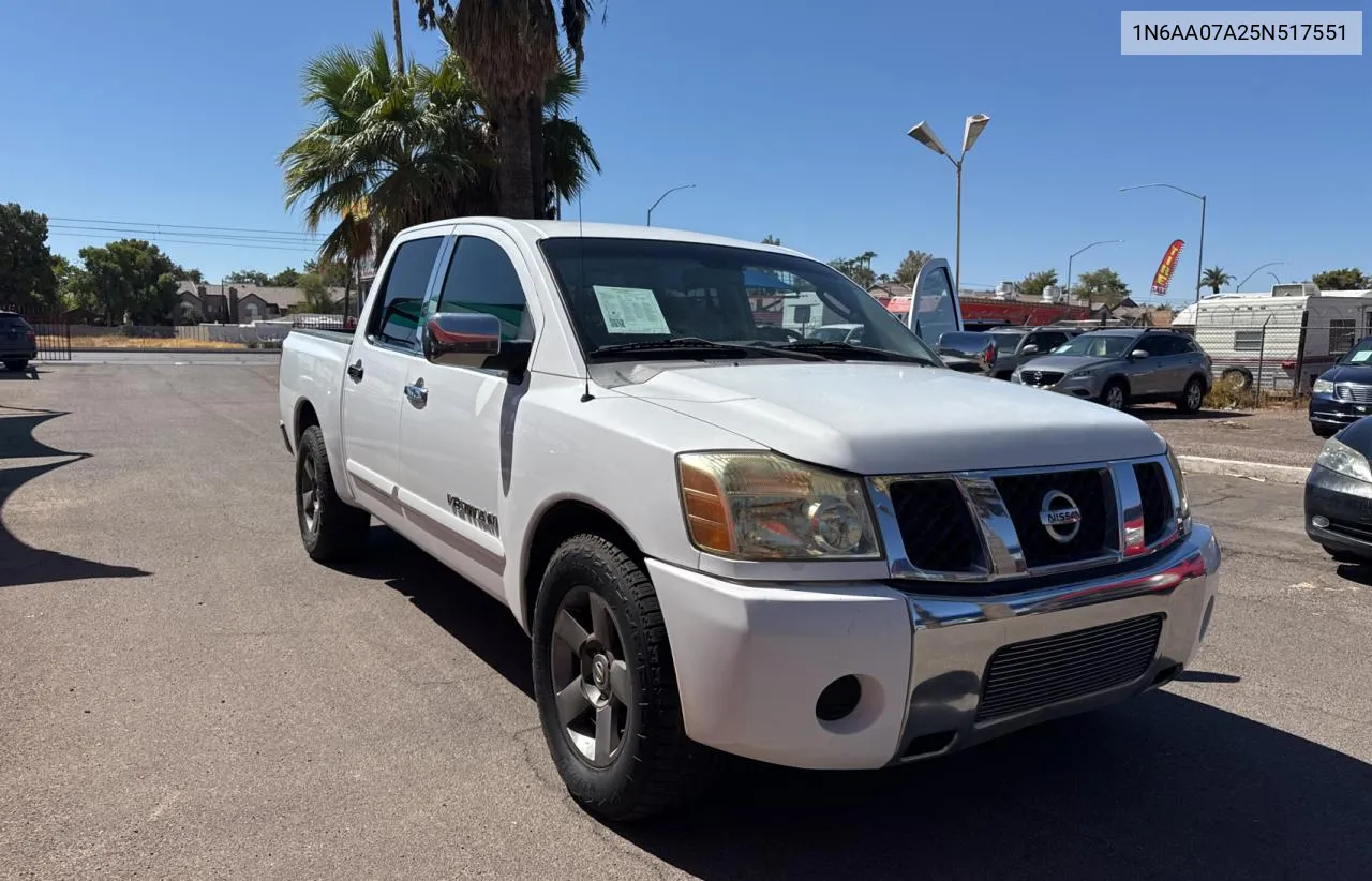 2005 Nissan Titan Xe VIN: 1N6AA07A25N517551 Lot: 73250924