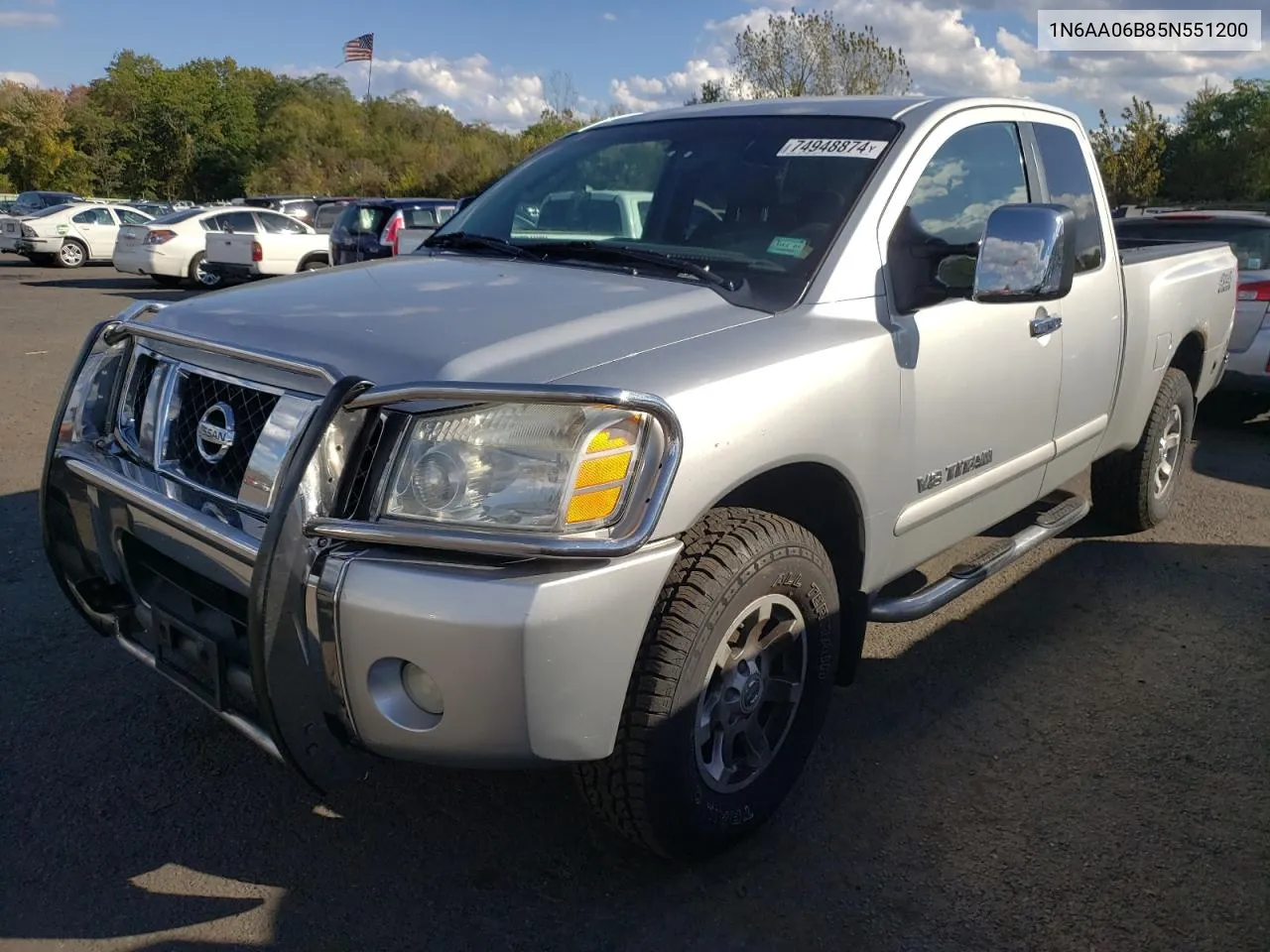 2005 Nissan Titan Xe VIN: 1N6AA06B85N551200 Lot: 74948874