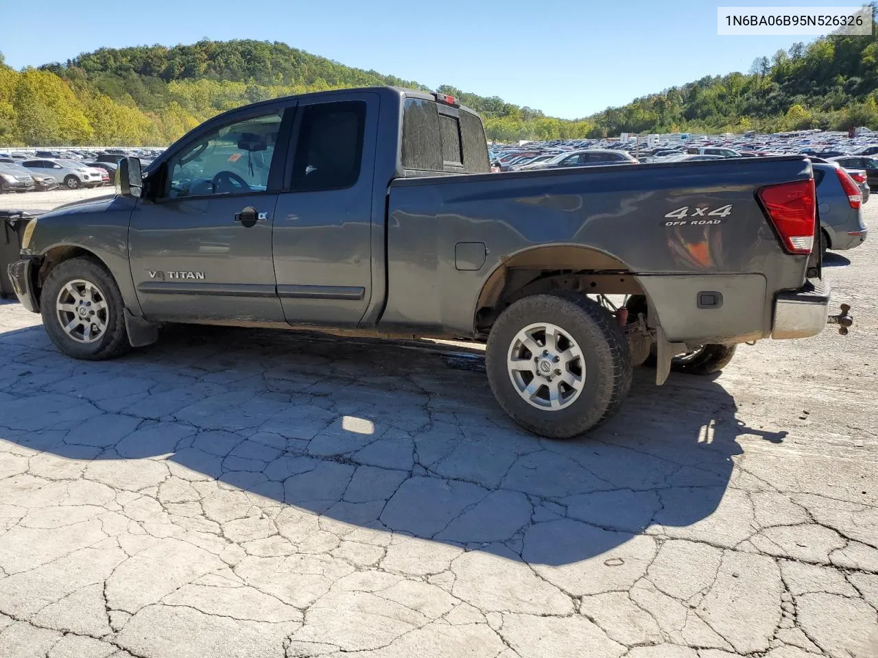 2005 Nissan Titan Xe VIN: 1N6BA06B95N526326 Lot: 75247964