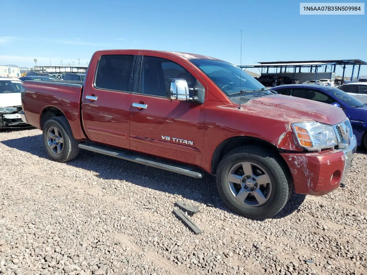 2005 Nissan Titan Xe VIN: 1N6AA07B35N509984 Lot: 77912744