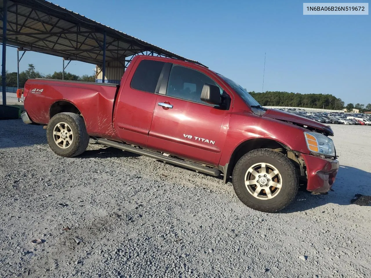 2006 Nissan Titan Xe VIN: 1N6BA06B26N519672 Lot: 74880744