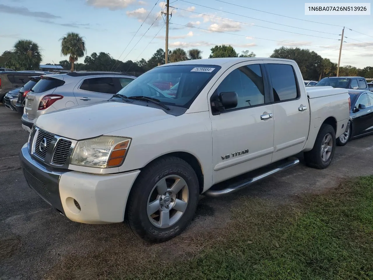 2006 Nissan Titan Xe VIN: 1N6BA07A26N513926 Lot: 75299884