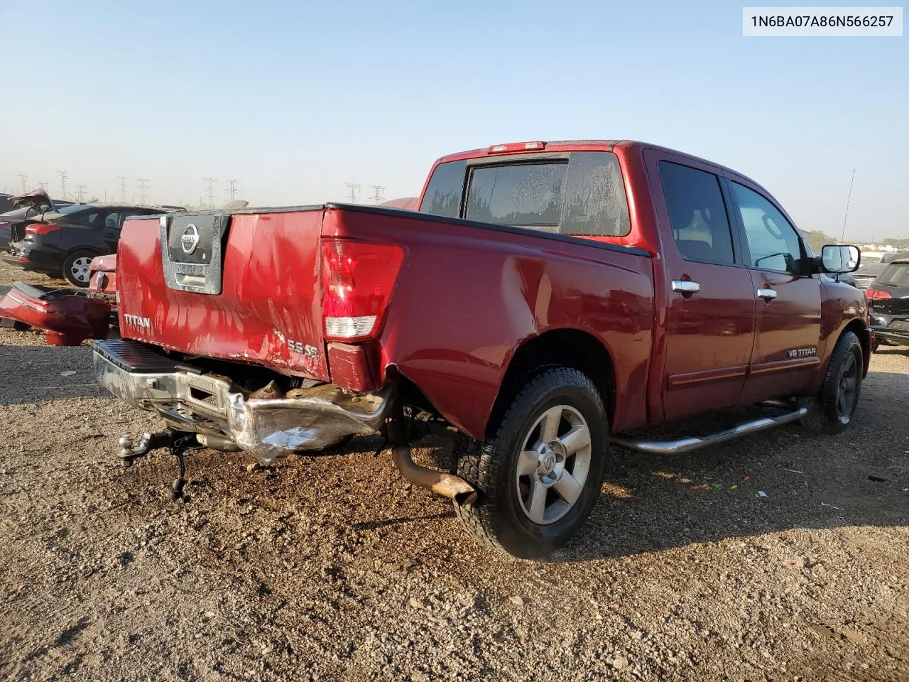 2006 Nissan Titan Xe VIN: 1N6BA07A86N566257 Lot: 75348954