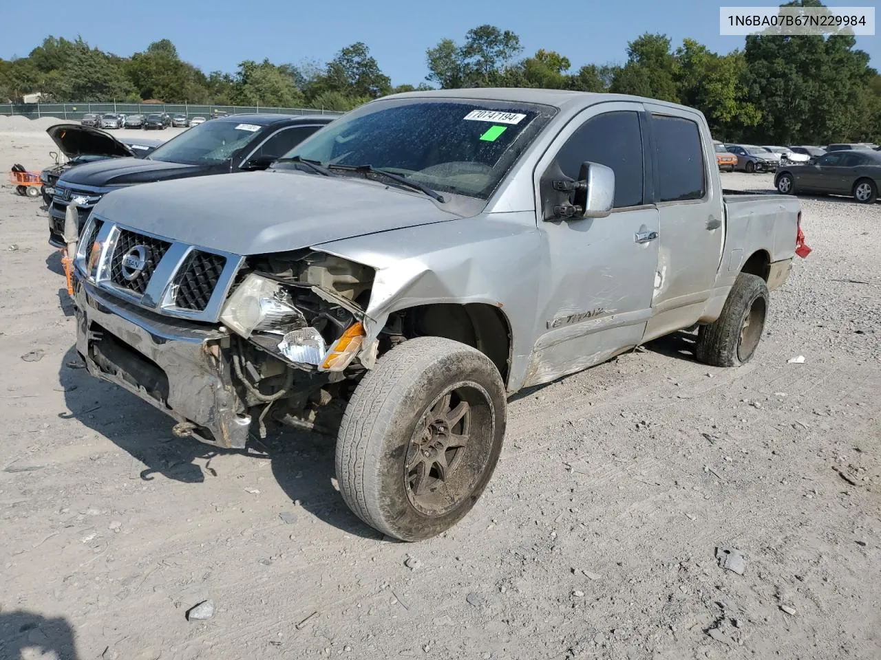 2007 Nissan Titan Xe VIN: 1N6BA07B67N229984 Lot: 70747194