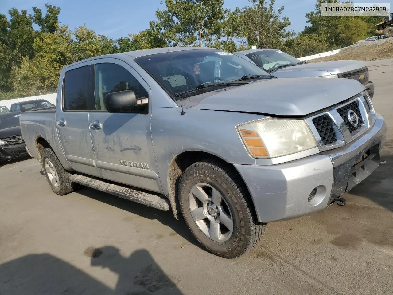 2007 Nissan Titan Xe VIN: 1N6BA07B07N232959 Lot: 71133194