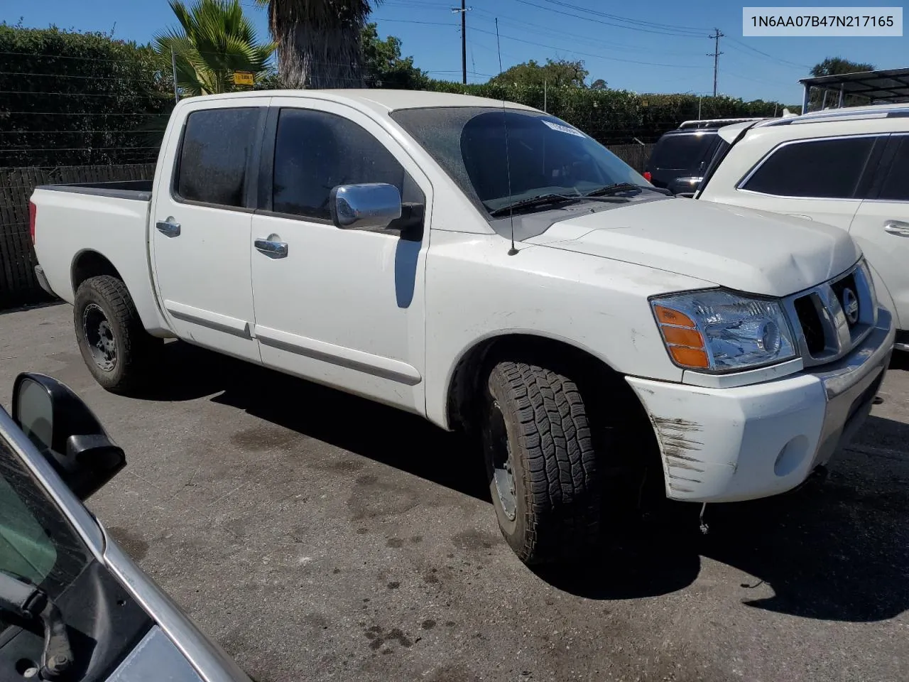 2007 Nissan Titan Xe VIN: 1N6AA07B47N217165 Lot: 71583064