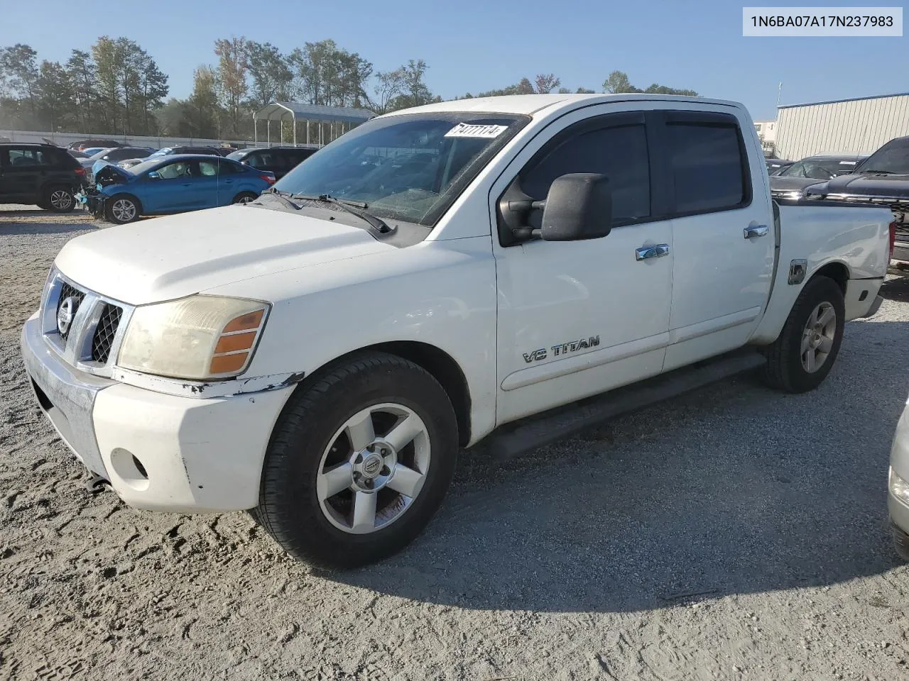 2007 Nissan Titan Xe VIN: 1N6BA07A17N237983 Lot: 74777174