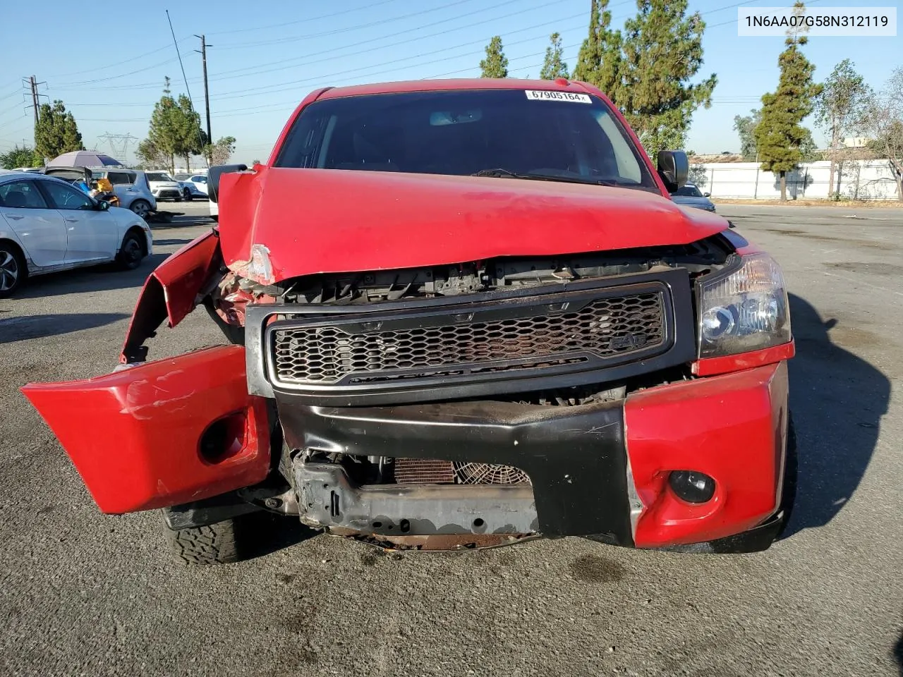 2008 Nissan Titan Xe VIN: 1N6AA07G58N312119 Lot: 67905164