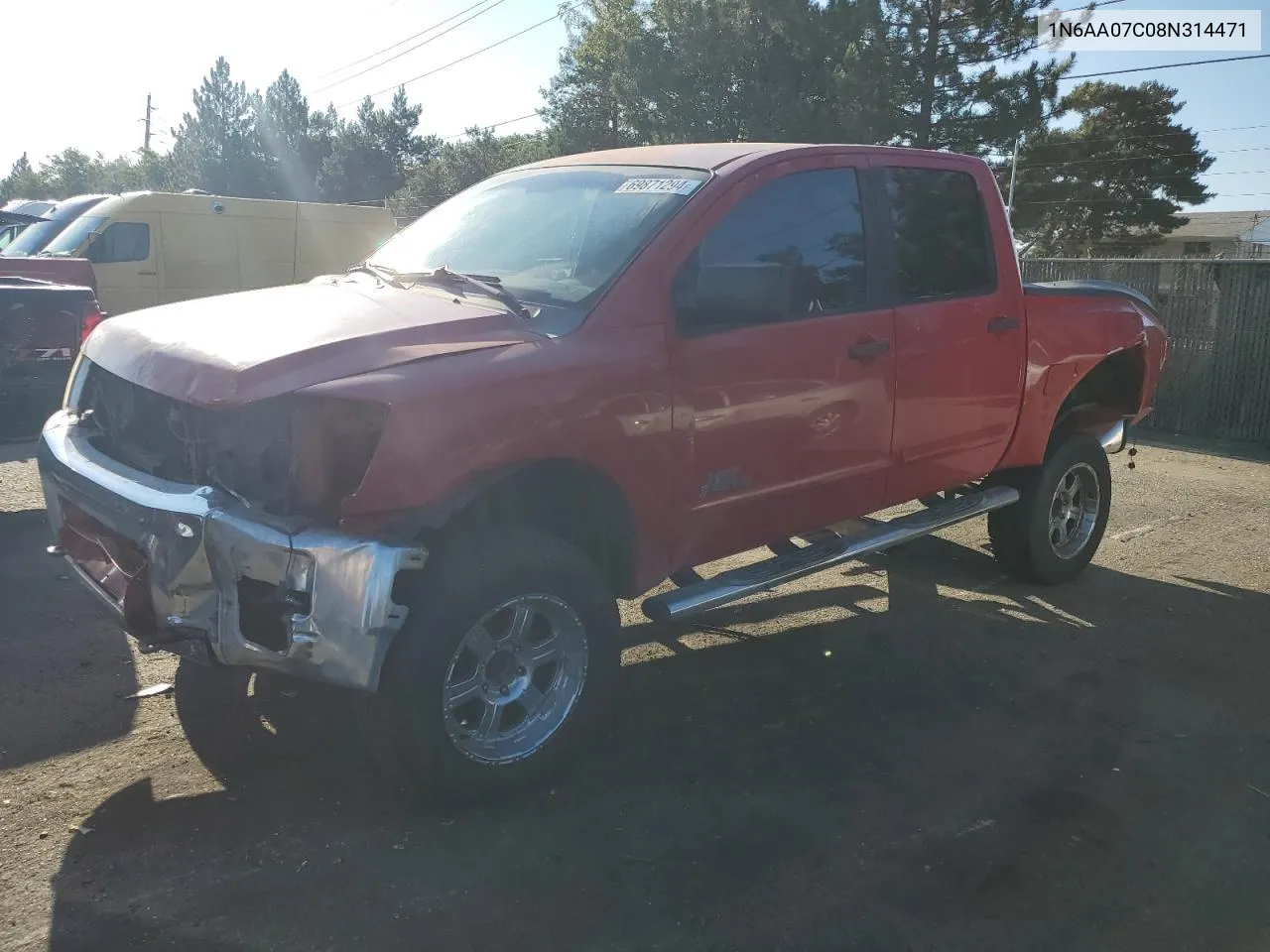 2008 Nissan Titan Xe VIN: 1N6AA07C08N314471 Lot: 69871294