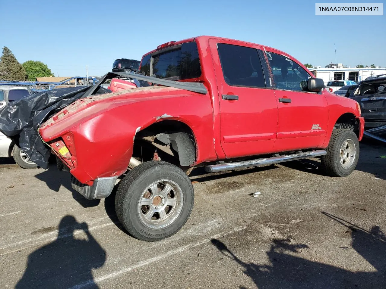 2008 Nissan Titan Xe VIN: 1N6AA07C08N314471 Lot: 69871294