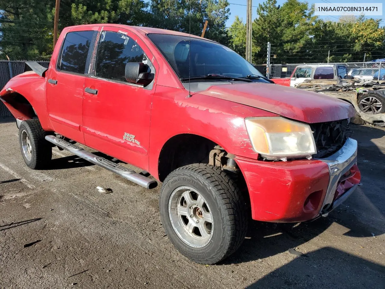 2008 Nissan Titan Xe VIN: 1N6AA07C08N314471 Lot: 69871294