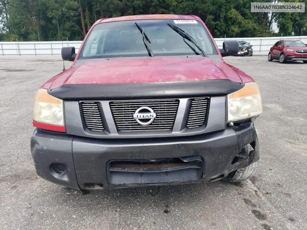 2008 Nissan Titan Xe VIN: 1N6AA07G38N324642 Lot: 71446014