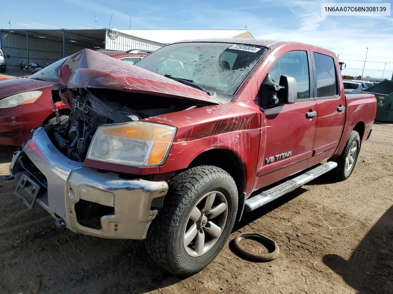 2008 Nissan Titan Xe VIN: 1N6AA07C68N308139 Lot: 72936804