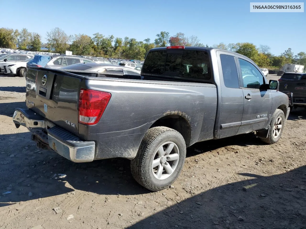 2008 Nissan Titan Xe VIN: 1N6AA06C98N316365 Lot: 74769614