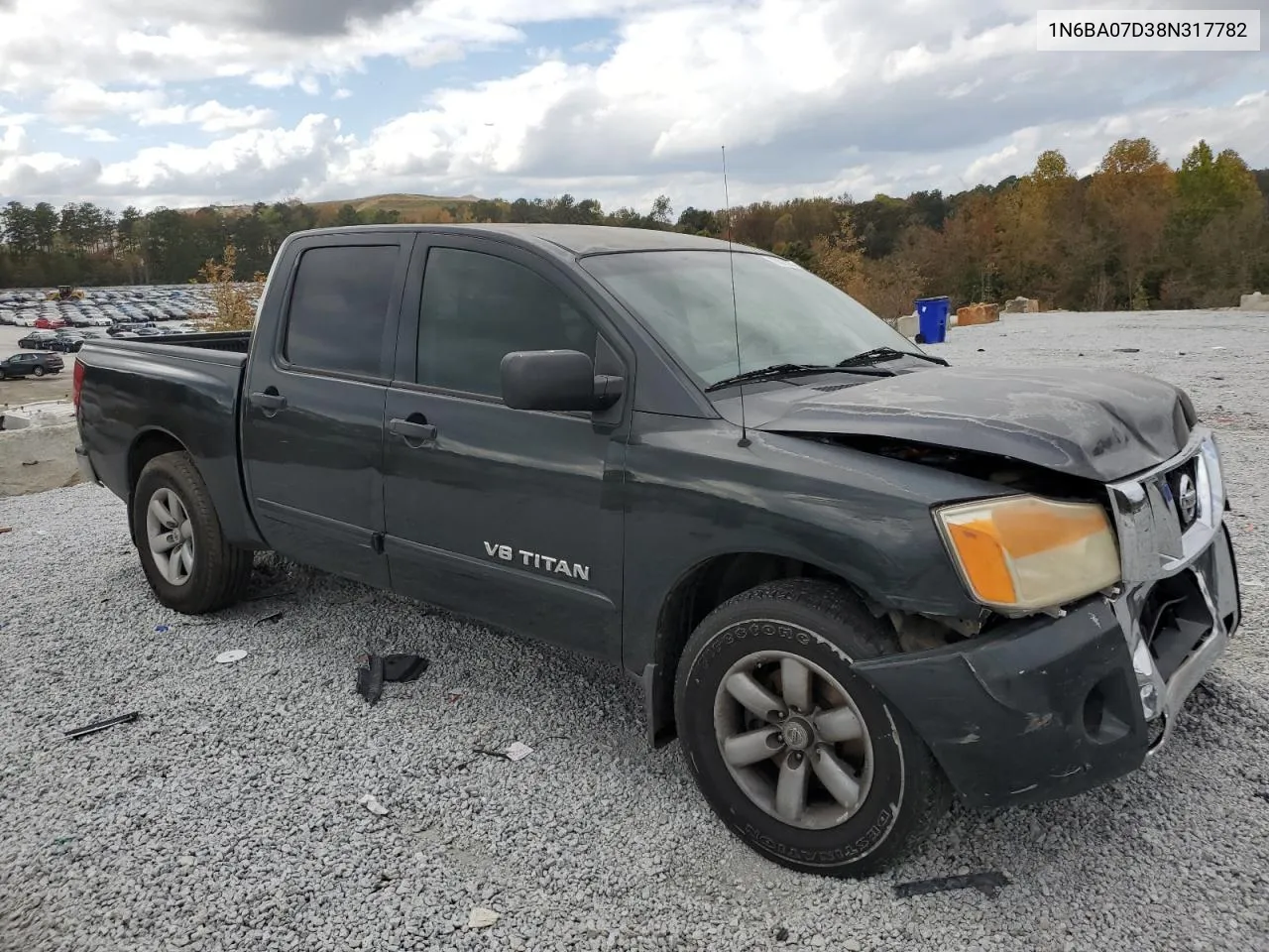 2008 Nissan Titan Xe VIN: 1N6BA07D38N317782 Lot: 78013974