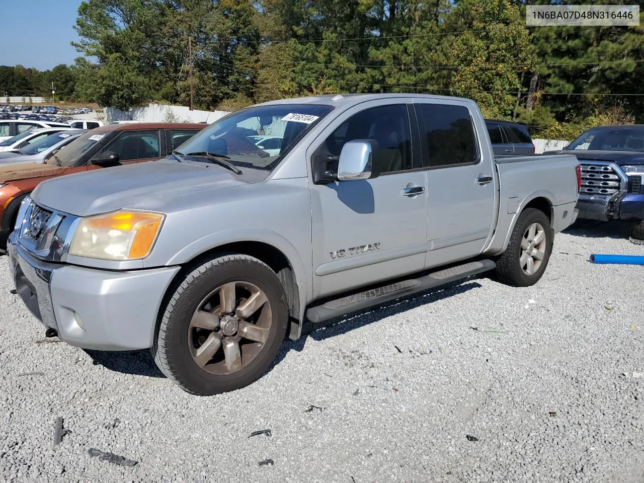 2008 Nissan Titan Xe VIN: 1N6BA07D48N316446 Lot: 78165104