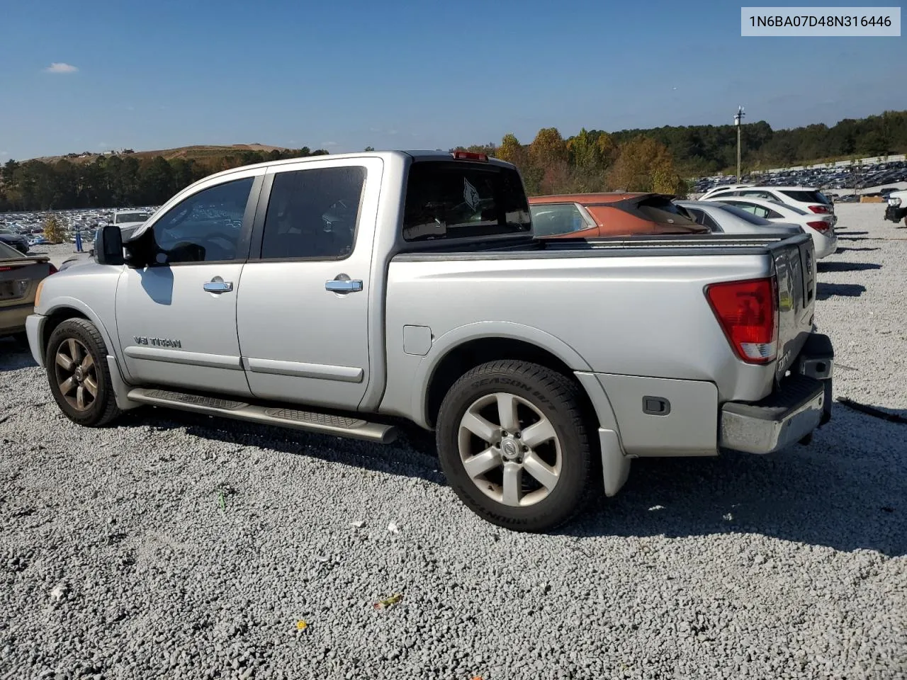 2008 Nissan Titan Xe VIN: 1N6BA07D48N316446 Lot: 78165104