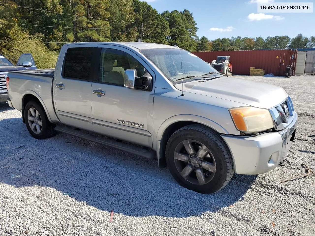 2008 Nissan Titan Xe VIN: 1N6BA07D48N316446 Lot: 78165104