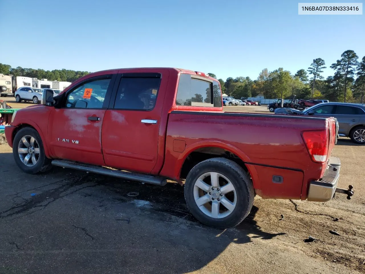 2008 Nissan Titan Xe VIN: 1N6BA07D38N333416 Lot: 81398794