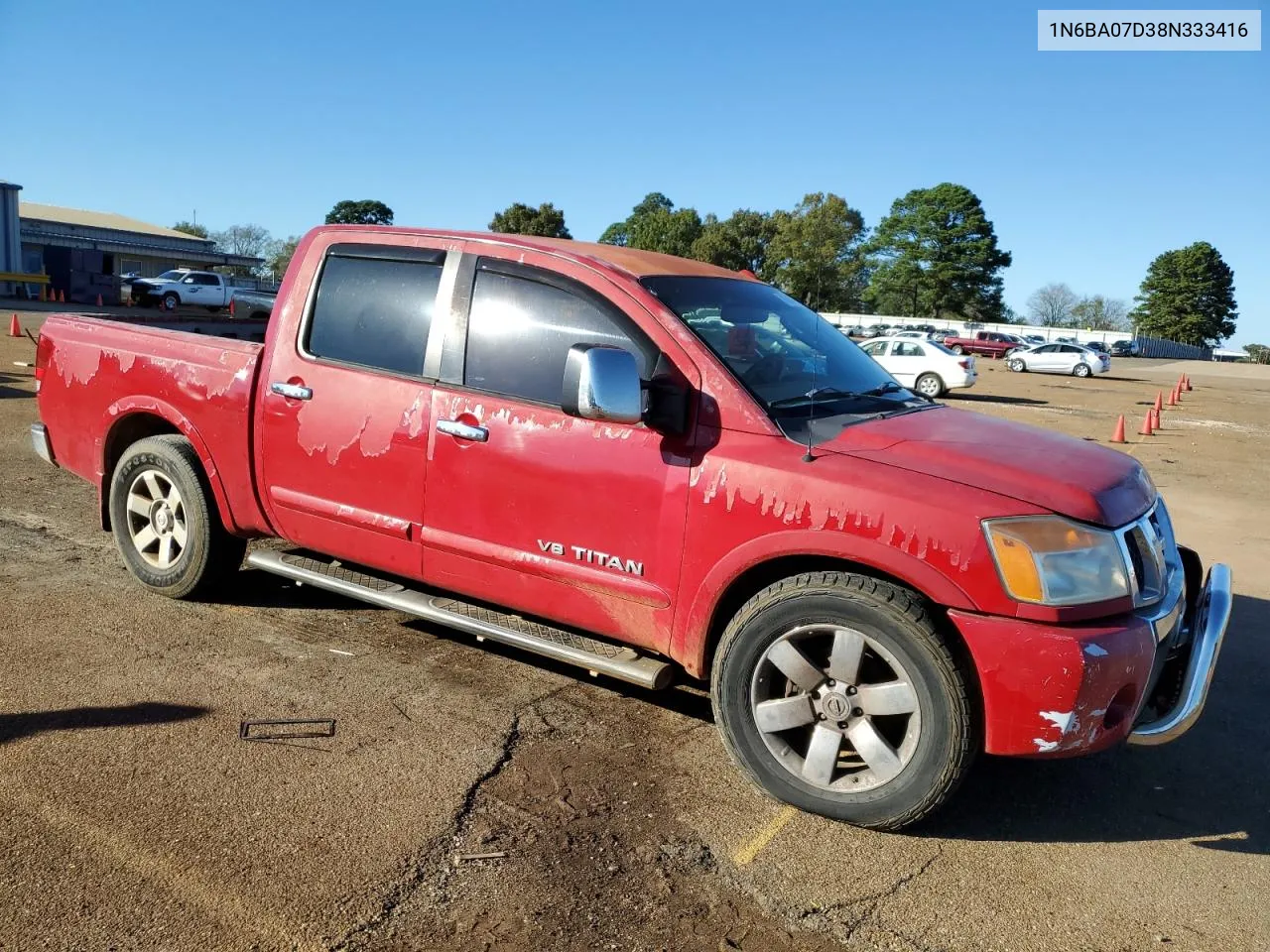 2008 Nissan Titan Xe VIN: 1N6BA07D38N333416 Lot: 81398794