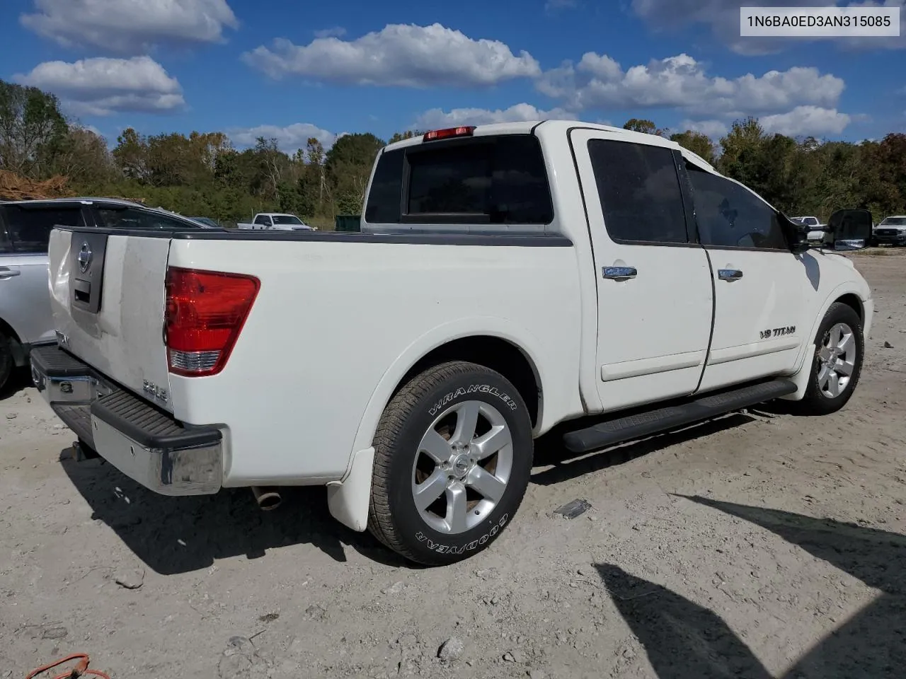 2010 Nissan Titan Xe VIN: 1N6BA0ED3AN315085 Lot: 77416824