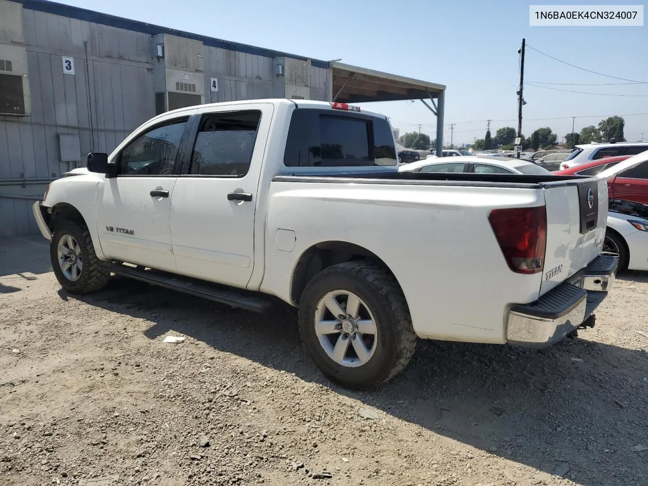 2012 Nissan Titan S VIN: 1N6BA0EK4CN324007 Lot: 72814754