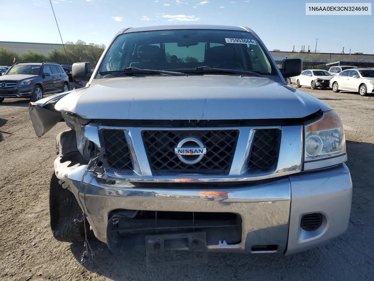 2012 Nissan Titan S VIN: 1N6AA0EK3CN324690 Lot: 75953664