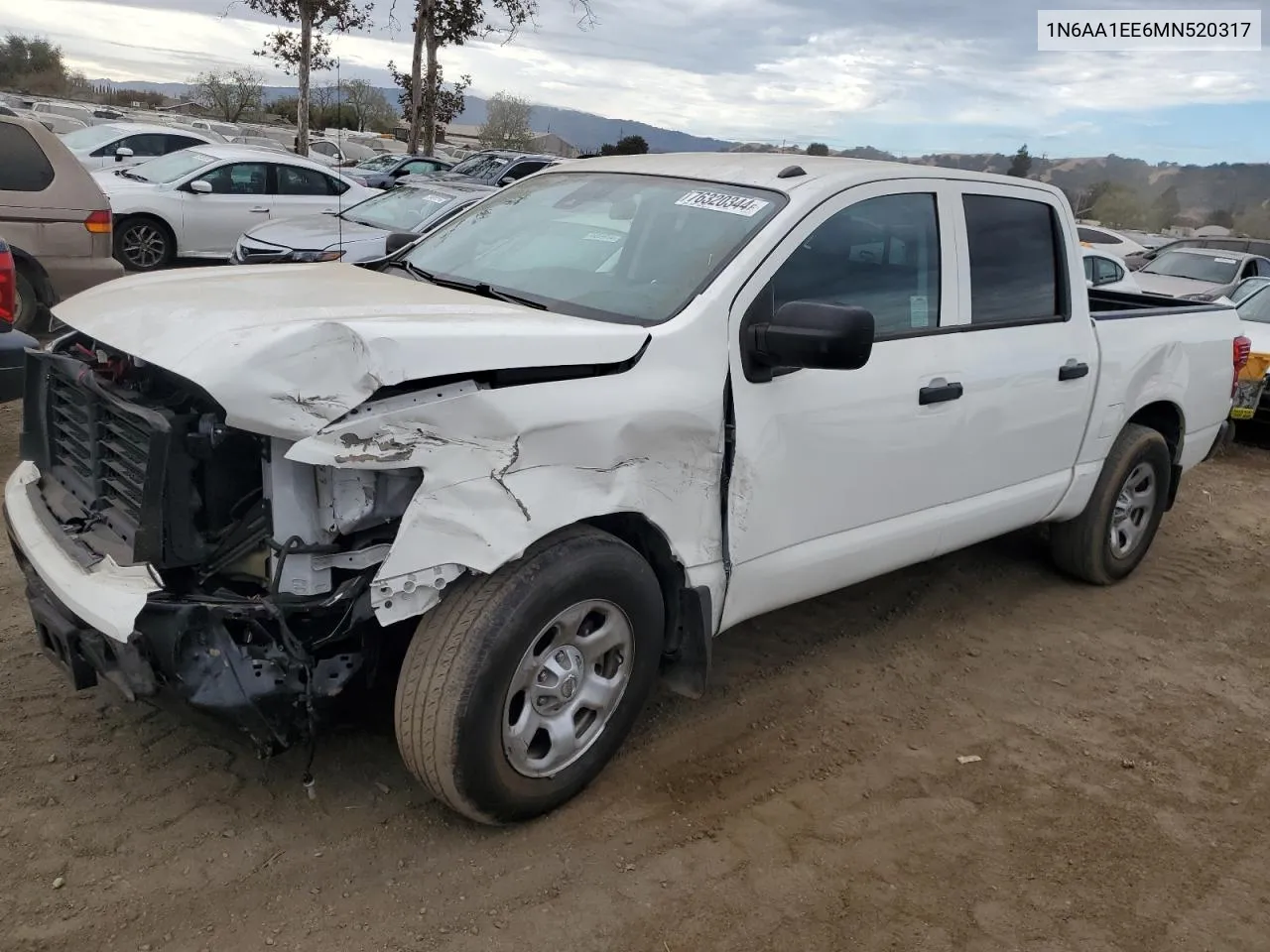 2021 Nissan Titan S VIN: 1N6AA1EE6MN520317 Lot: 76320344