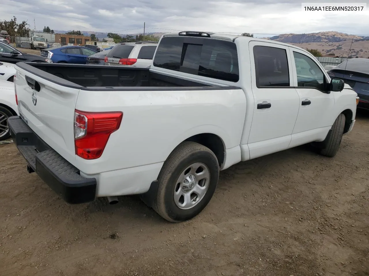 2021 Nissan Titan S VIN: 1N6AA1EE6MN520317 Lot: 76320344