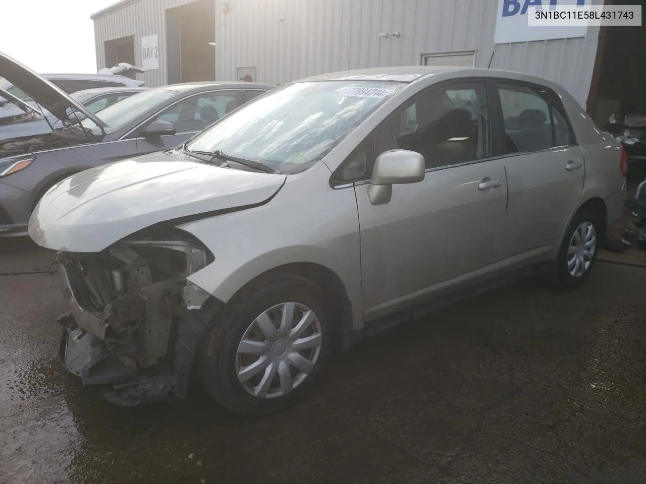 2008 Nissan Versa S VIN: 3N1BC11E58L431743 Lot: 77894244