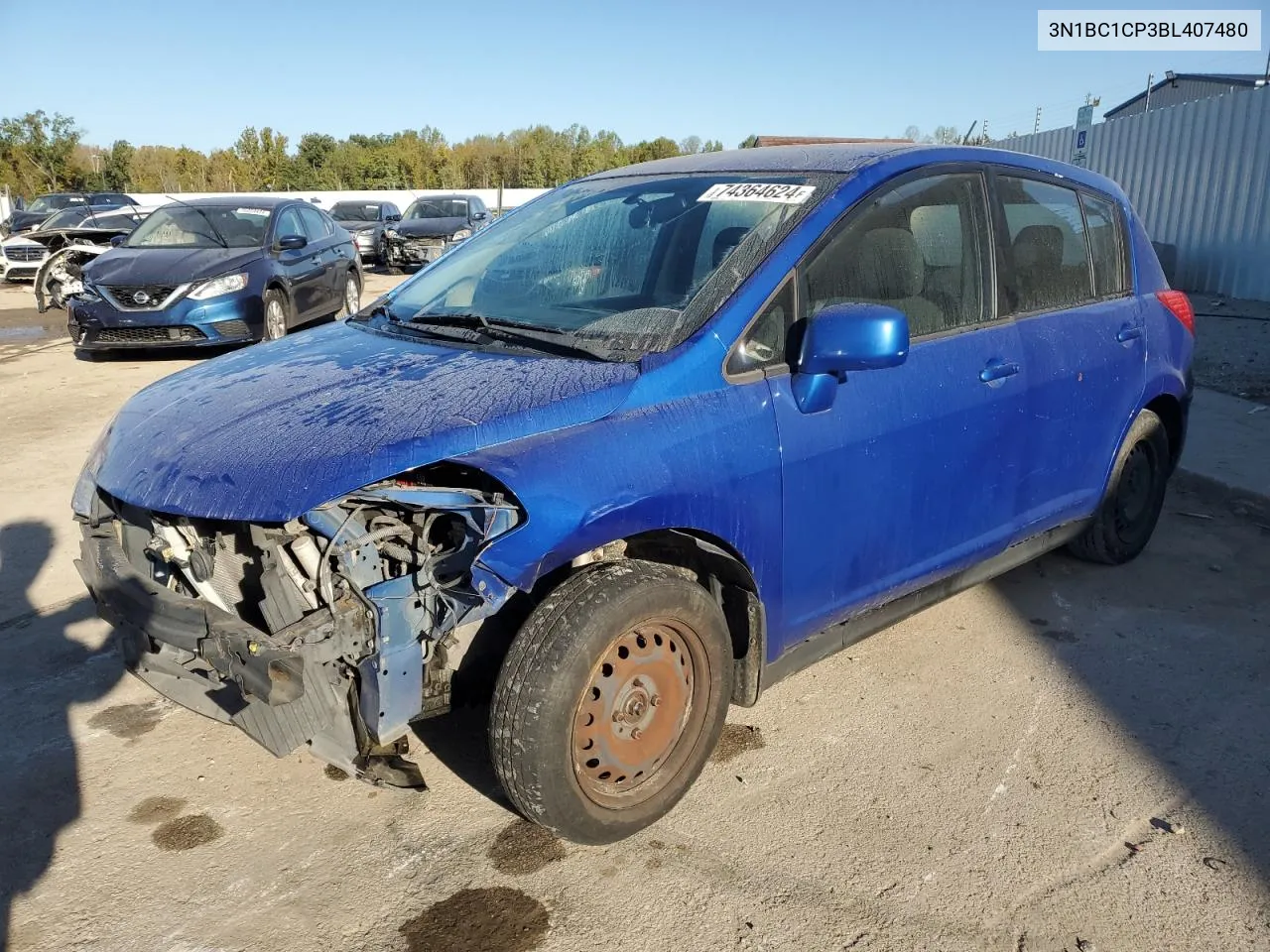 2011 Nissan Versa S VIN: 3N1BC1CP3BL407480 Lot: 74364624