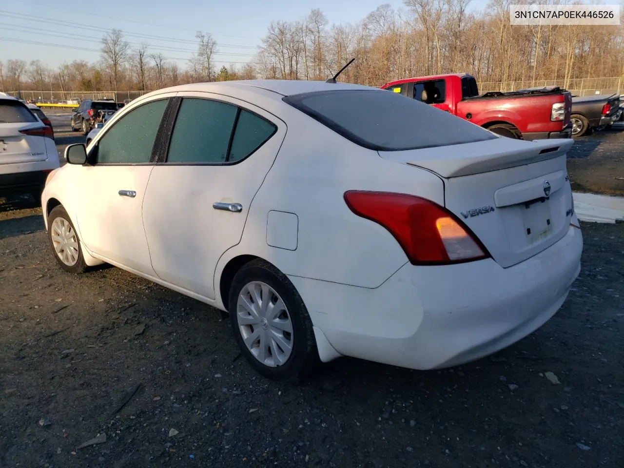 2014 Nissan Versa S VIN: 3N1CN7AP0EK446526 Lot: 37224944