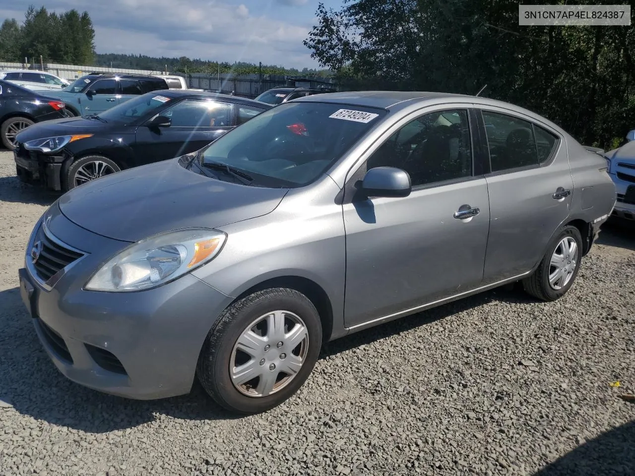 2014 Nissan Versa S VIN: 3N1CN7AP4EL824387 Lot: 67249204