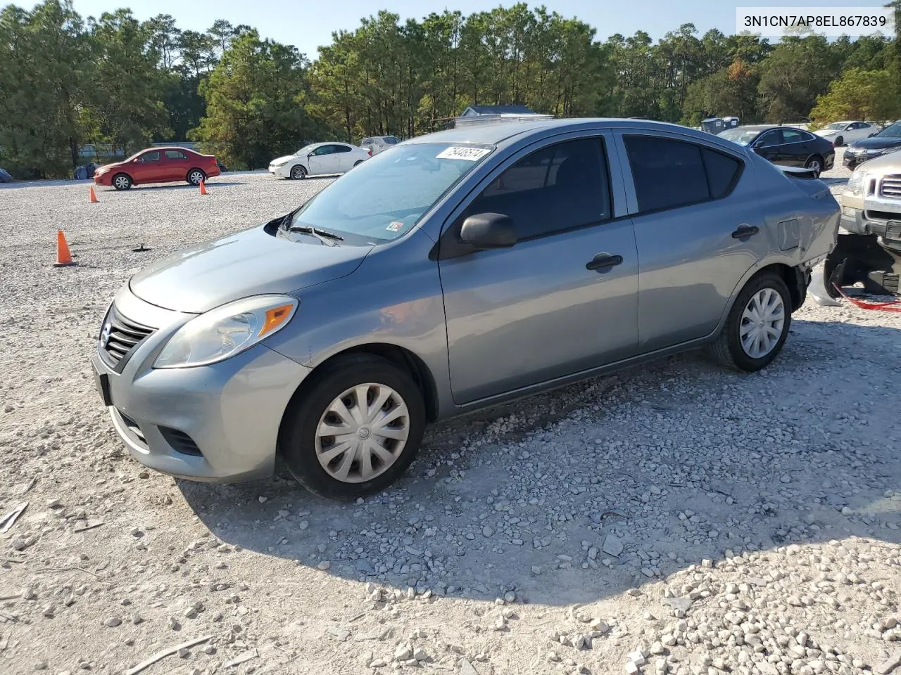 2014 Nissan Versa S VIN: 3N1CN7AP8EL867839 Lot: 75446574