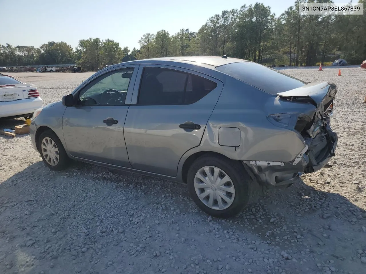 2014 Nissan Versa S VIN: 3N1CN7AP8EL867839 Lot: 75446574