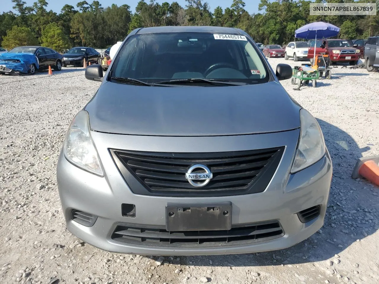 2014 Nissan Versa S VIN: 3N1CN7AP8EL867839 Lot: 75446574