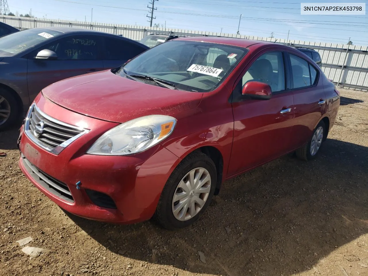 2014 Nissan Versa S VIN: 3N1CN7AP2EK453798 Lot: 75767864