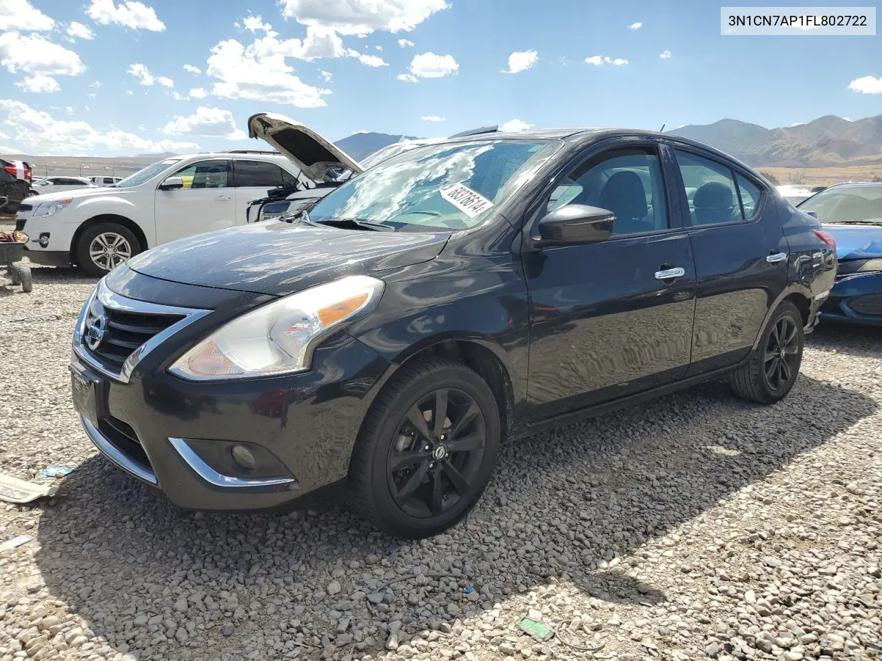 2015 Nissan Versa S VIN: 3N1CN7AP1FL802722 Lot: 68376614