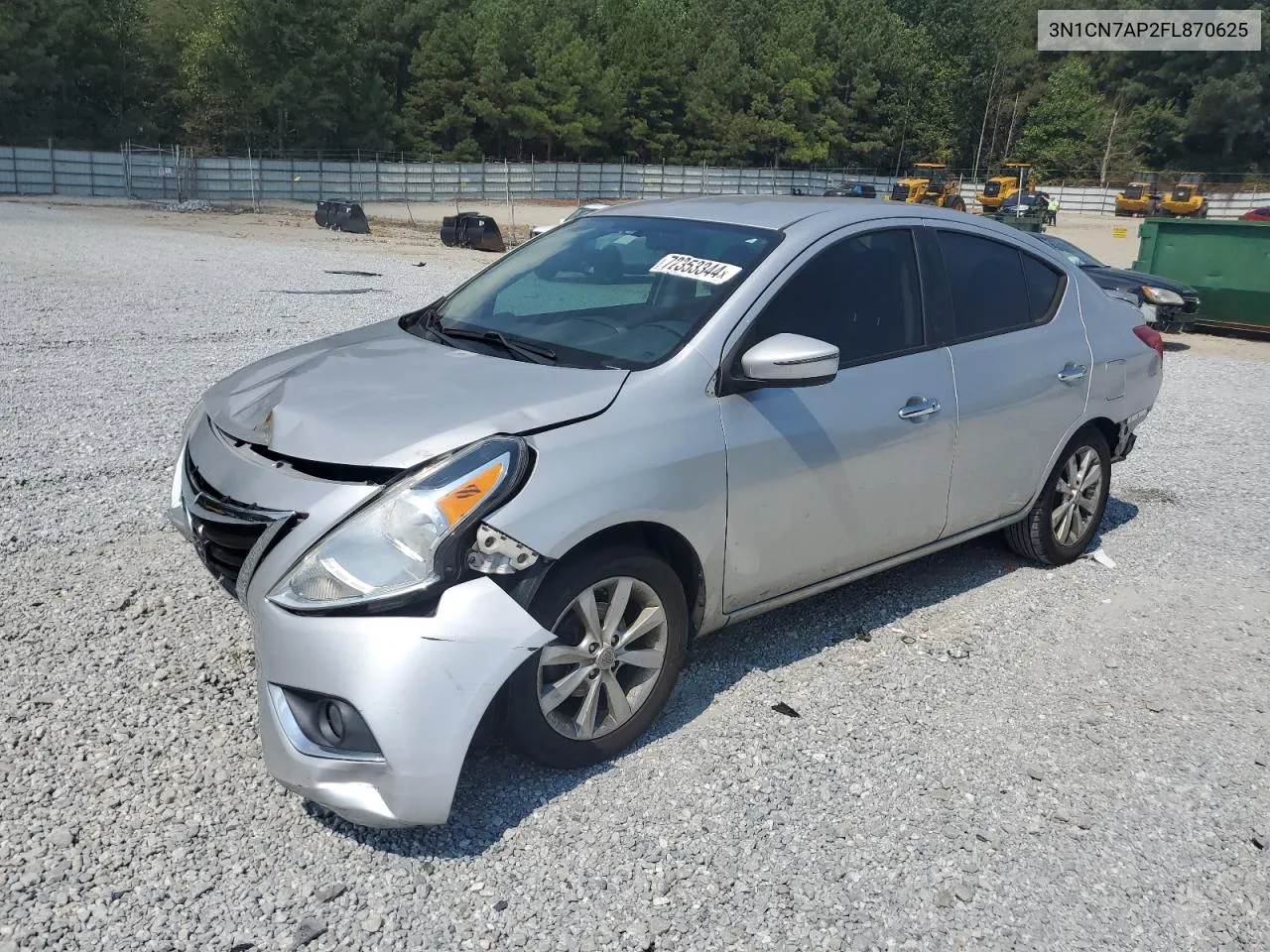 2015 Nissan Versa S VIN: 3N1CN7AP2FL870625 Lot: 72353344