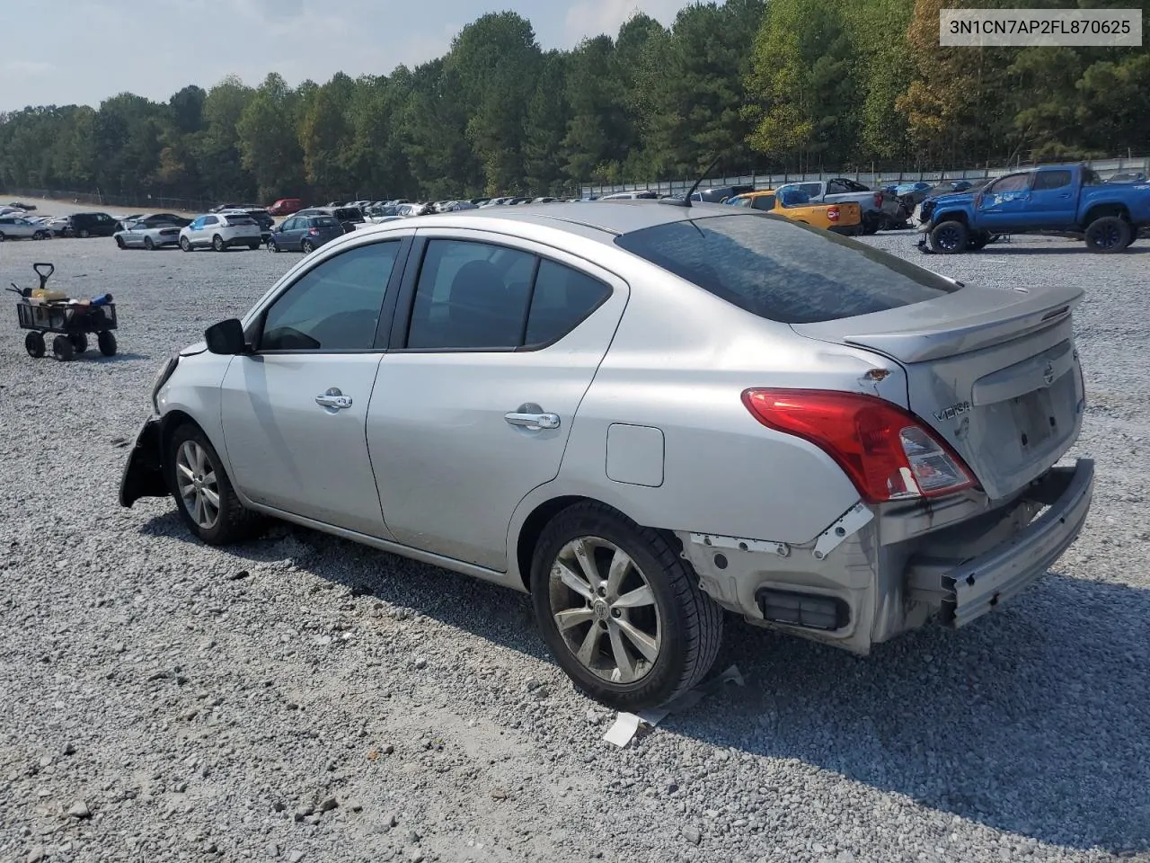 2015 Nissan Versa S VIN: 3N1CN7AP2FL870625 Lot: 72353344