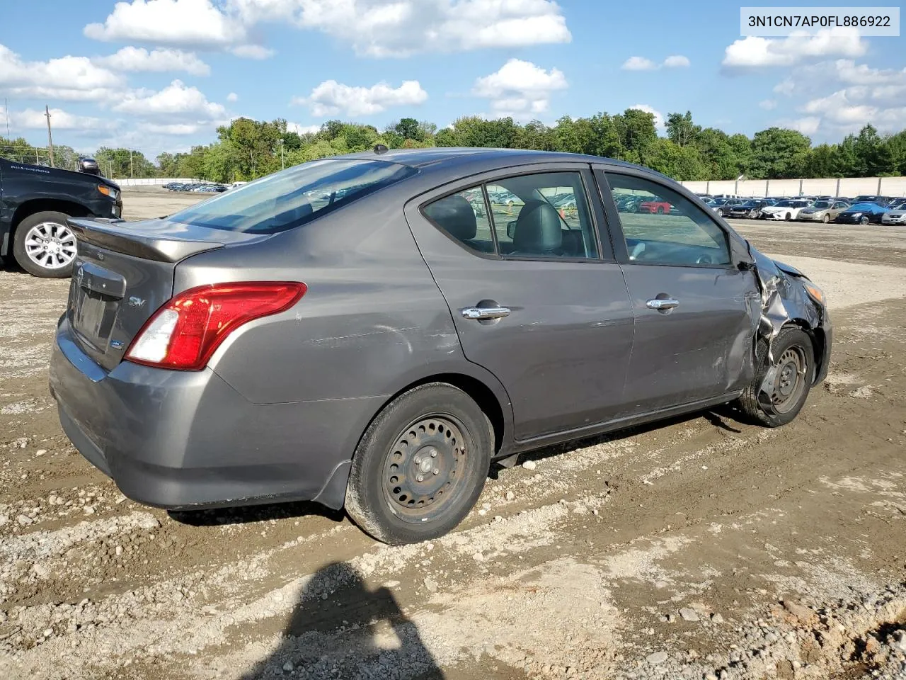 2015 Nissan Versa S VIN: 3N1CN7AP0FL886922 Lot: 74242384