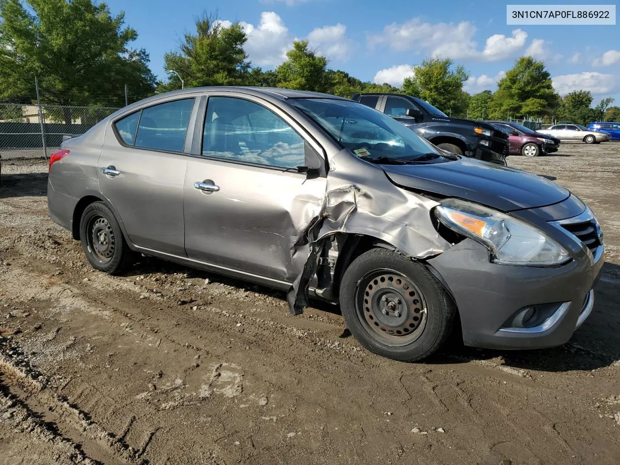 2015 Nissan Versa S VIN: 3N1CN7AP0FL886922 Lot: 74242384